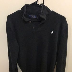 Black Ralph Lauren 3-Button Turtleneck Sweater